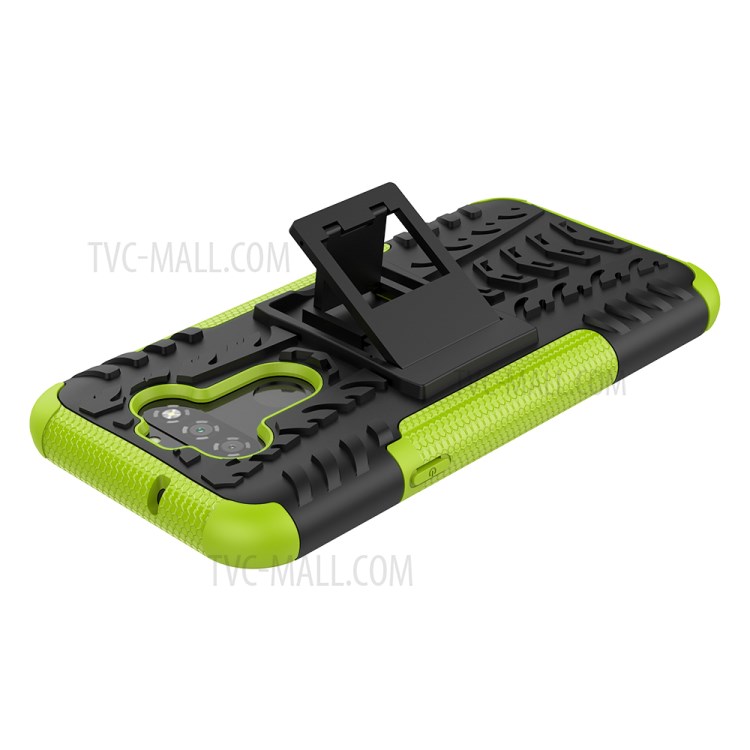 Anti-slip PC + TPU Unique Case with Kickstand for LG K31/Aristo 5 - Green-5