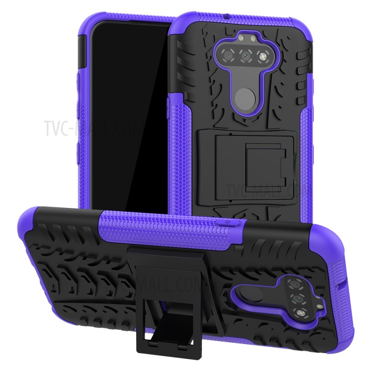 Anti-slip PC + TPU Unique Case with Kickstand for LG K31/Aristo 5 - Purple-1