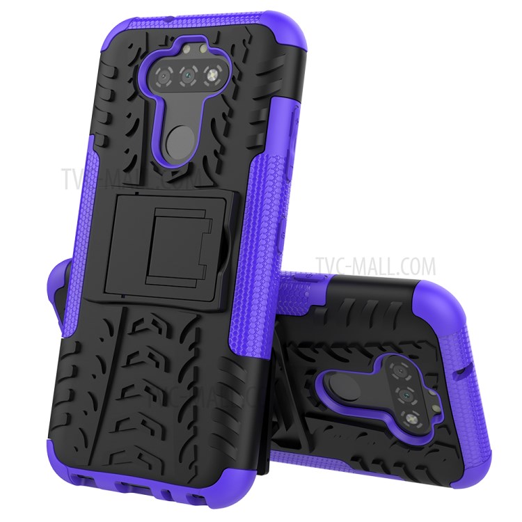 Anti-slip PC + TPU Unique Case with Kickstand for LG K31/Aristo 5 - Purple-2
