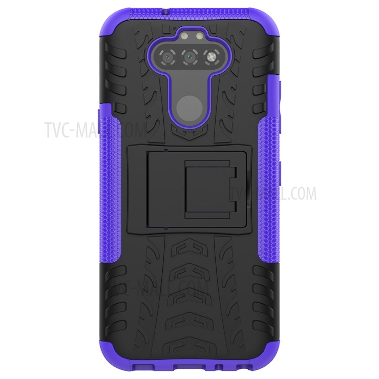 Anti-slip PC + TPU Unique Case with Kickstand for LG K31/Aristo 5 - Purple-3