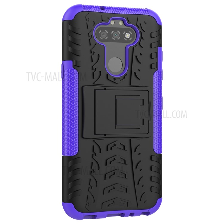Anti-slip PC + TPU Unique Case with Kickstand for LG K31/Aristo 5 - Purple-4