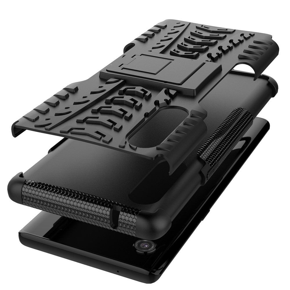 Cool Tyre Pattern PC + TPU Anti-slip Phone Shell with Kickstand for LG Velvet - Black-8