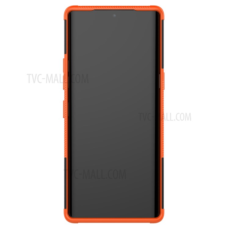 Cool Tyre Pattern PC + TPU Anti-slip Phone Shell with Kickstand for LG Velvet - Orange-4