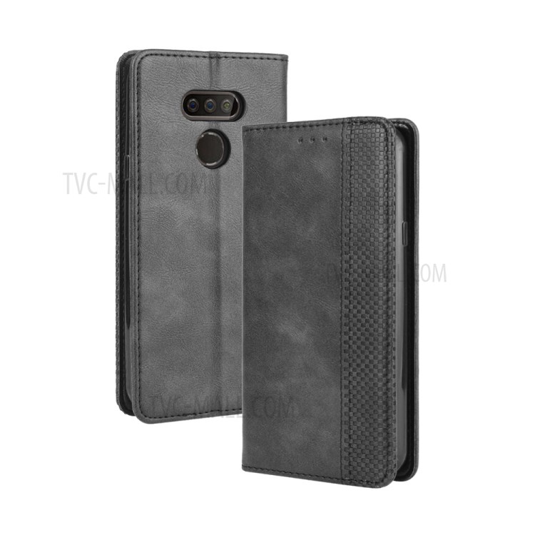 Auto-absorbed Retro Leather Wallet Protective Case for LG Harmony 4 - Black-2