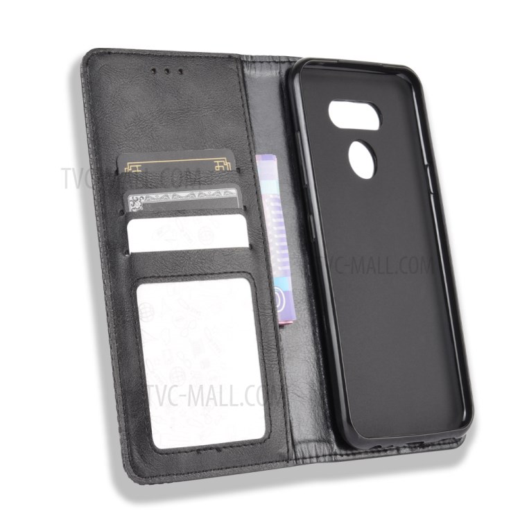 Auto-absorbed Retro Leather Wallet Protective Case for LG Harmony 4 - Black-4