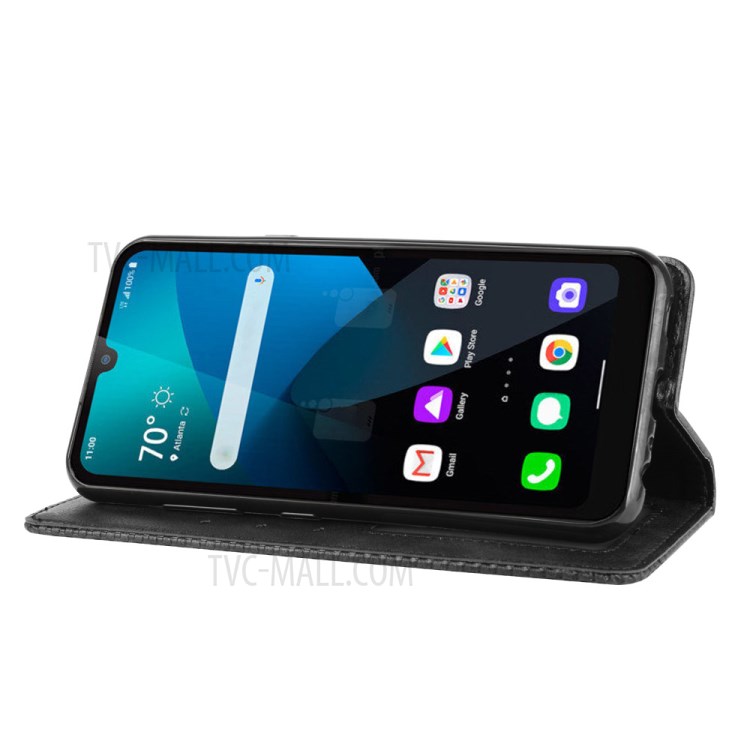 Auto-absorbed Retro Leather Wallet Protective Case for LG Harmony 4 - Black-6