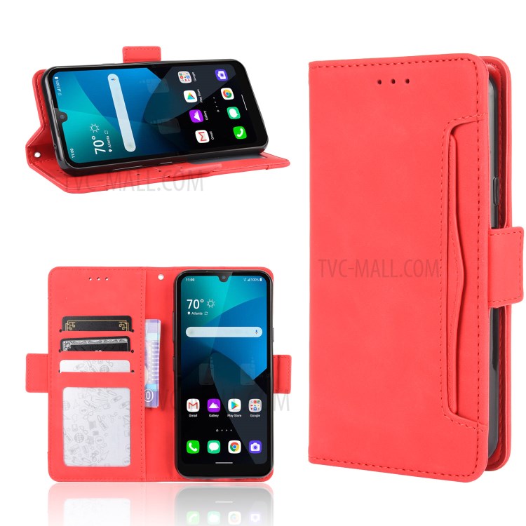 Multiple Card Slots Wallet Leather Protective Cover for LG Harmony 4 - Red-1