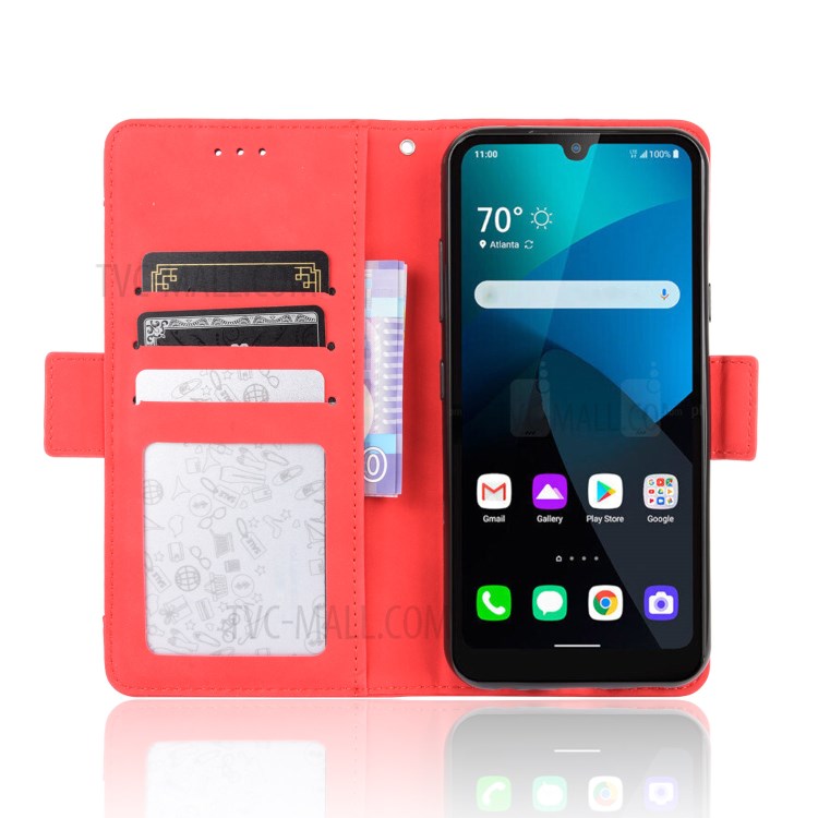 Multiple Card Slots Wallet Leather Protective Cover for LG Harmony 4 - Red-6