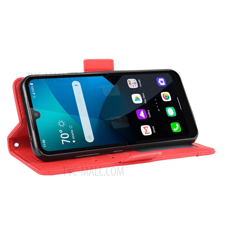 Multiple Card Slots Wallet Leather Protective Cover for LG Harmony 4 - Red-7
