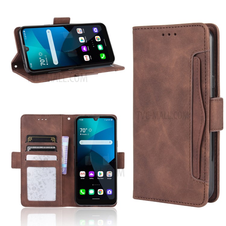 Multiple Card Slots Wallet Leather Protective Cover for LG Harmony 4 - Brown-1