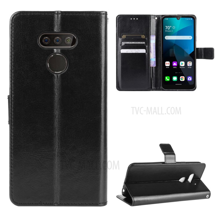 Crazy Horse Wallet Stand Leather Cell Phone Case for LG Harmony 4 - Black-1