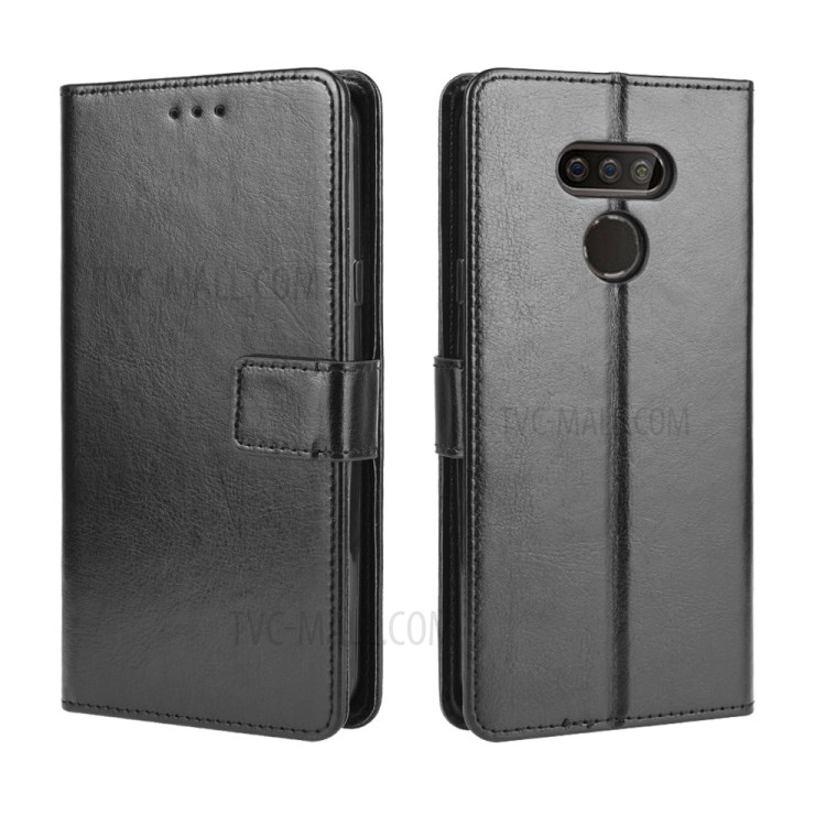 Crazy Horse Wallet Stand Leather Cell Phone Case for LG Harmony 4 - Black-2