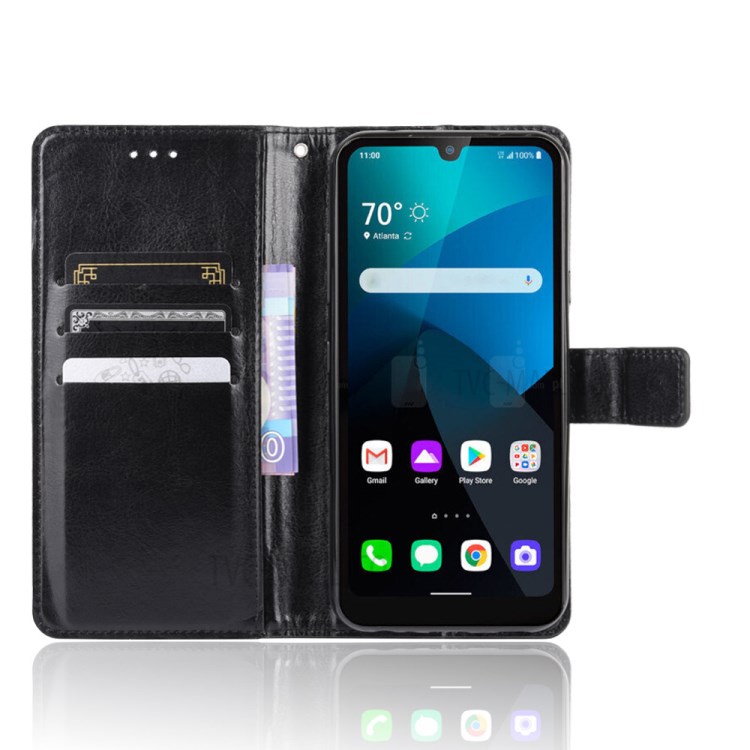 Crazy Horse Wallet Stand Leather Cell Phone Case for LG Harmony 4 - Black-5