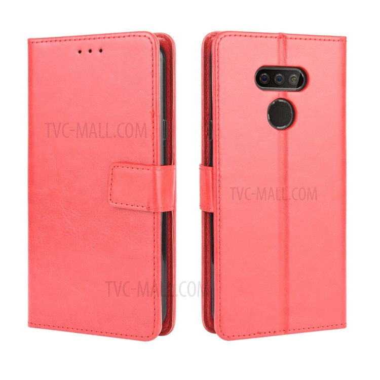 Crazy Horse Wallet Stand Leather Cell Phone Case for LG Harmony 4 - Red-2