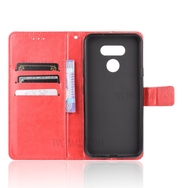 Crazy Horse Wallet Stand Leather Cell Phone Case for LG Harmony 4 - Red-4