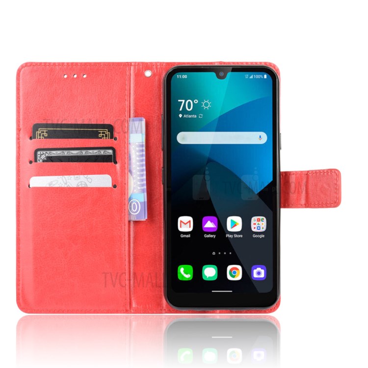 Crazy Horse Wallet Stand Leather Cell Phone Case for LG Harmony 4 - Red-5