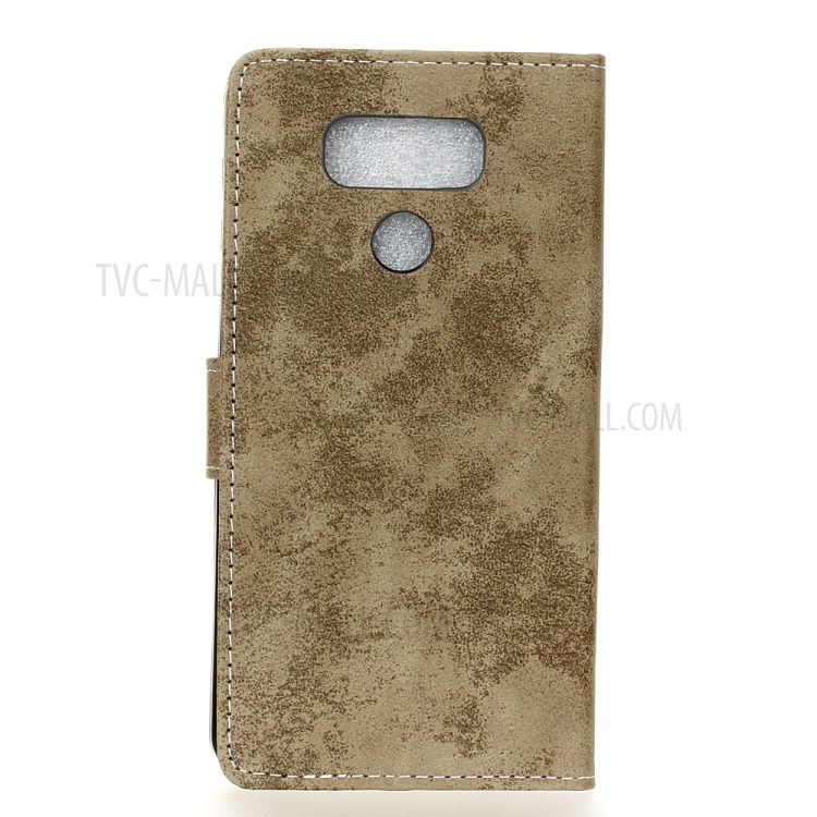 Retro Style Leather Wallet Stand Phone Cover for LG Harmony 4 - Khaki-3