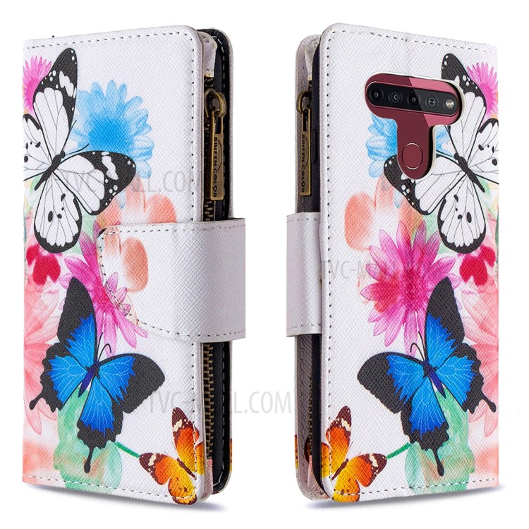 BF03 Pattern Printing Case Zipper Wallet Leather Phone Shell for LG K51 - Vivid Butterfly-4