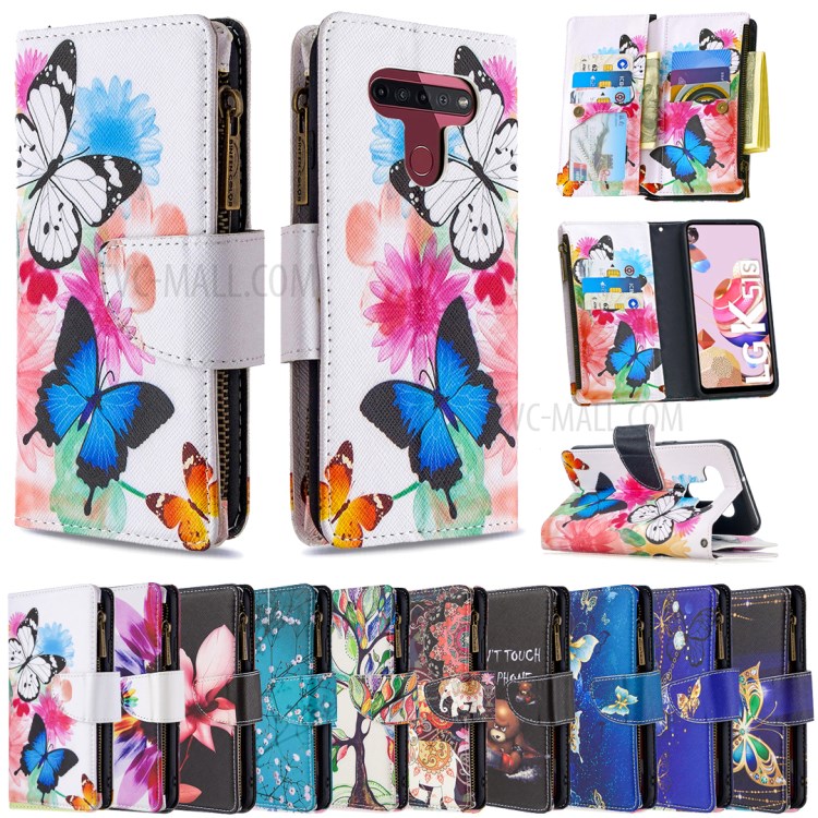 BF03 Pattern Printing Case Zipper Wallet Leather Phone Shell for LG K51 - Vivid Butterfly-9