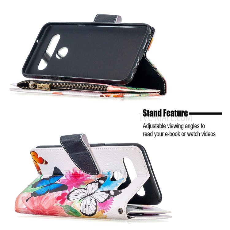 BF03 Pattern Printing Case Zipper Wallet Leather Shell for LG K61 - Vivid Butterfly-5