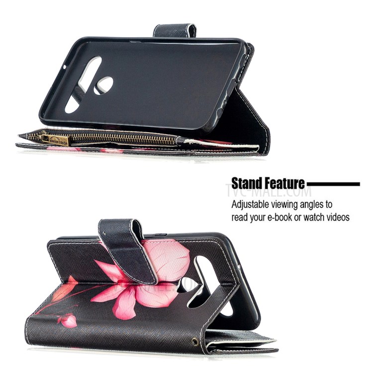 BF03 Pattern Printing Case Zipper Wallet Leather Shell for LG K61 - Flower-5