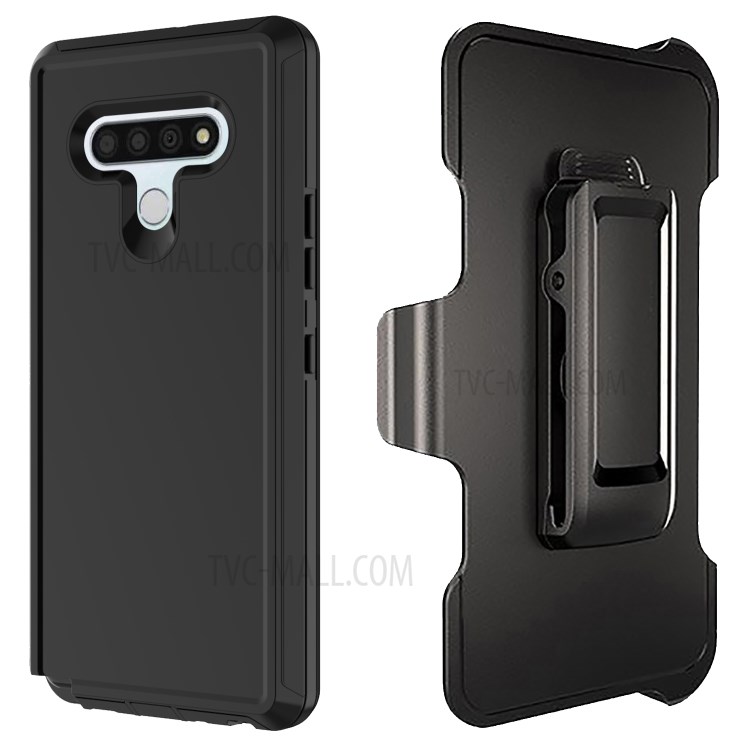 Shockproof PC + TPU Hybrid Mobile Case with Belt Clip Kickstand for LG Stylo 6 - Black-2