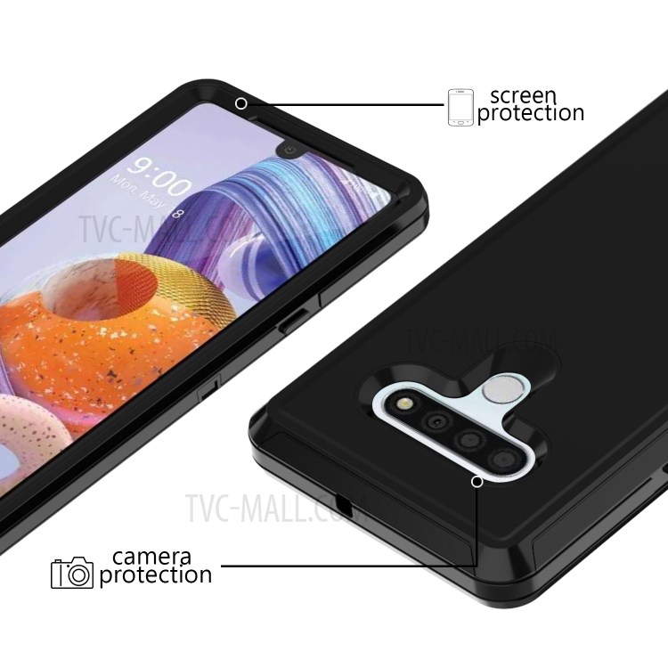 Shockproof PC + TPU Hybrid Mobile Case with Belt Clip Kickstand for LG Stylo 6 - Black-6