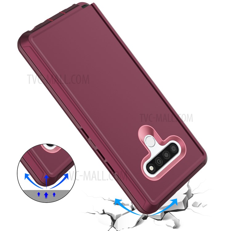 Shockproof PC + TPU Hybrid Mobile Case with Belt Clip Kickstand for LG Stylo 6 - Wine Rose / Pink-7