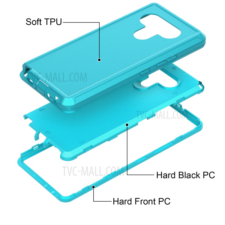 Shockproof PC + TPU Hybrid Mobile Case with Belt Clip Kickstand for LG Stylo 6 - Sky Blue-4