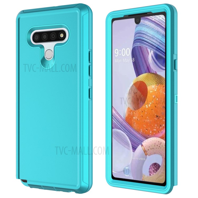 Shockproof PC + TPU Hybrid Mobile Case with Belt Clip Kickstand for LG Stylo 6 - Sky Blue-6