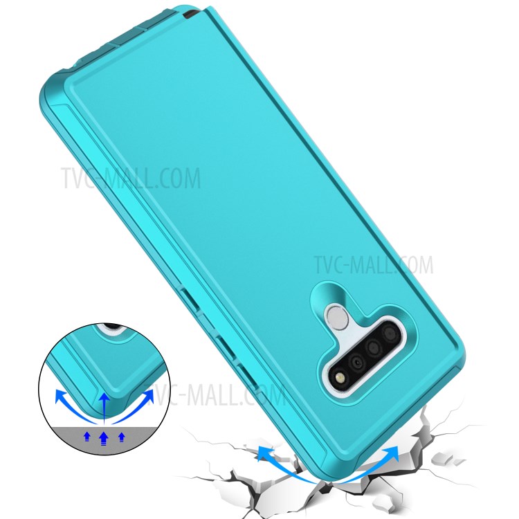 Shockproof PC + TPU Hybrid Mobile Case with Belt Clip Kickstand for LG Stylo 6 - Sky Blue-7