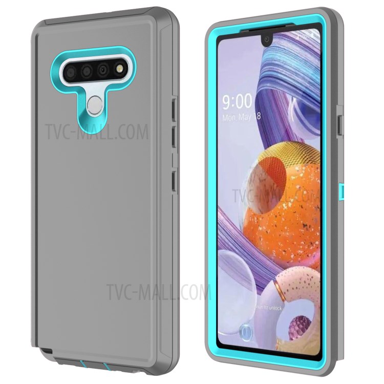 Heavy Duty PC + TPU Combo Shockproof Protective Case for LG Stylo 6 - Grey / Sky Blue-1
