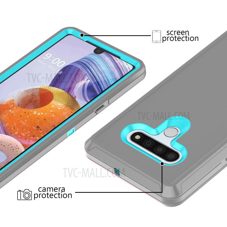 Heavy Duty PC + TPU Combo Shockproof Protective Case for LG Stylo 6 - Grey / Sky Blue-2