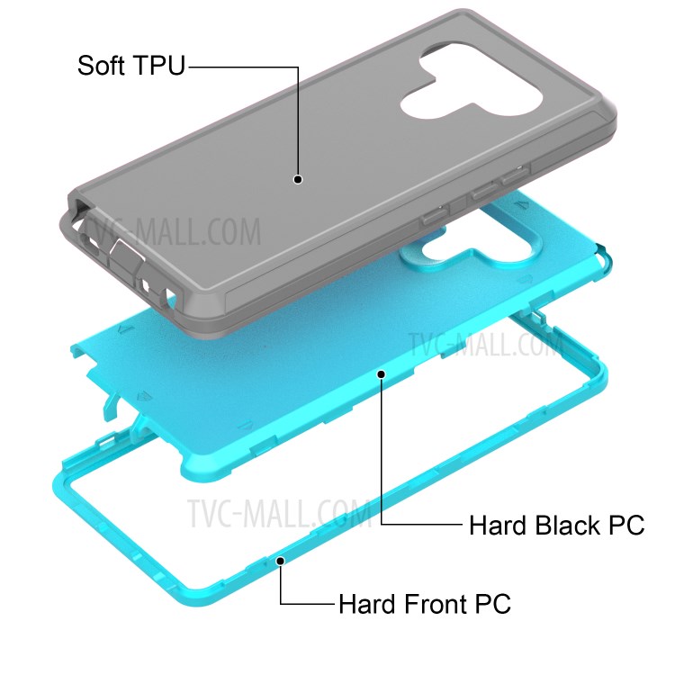 Heavy Duty PC + TPU Combo Shockproof Protective Case for LG Stylo 6 - Grey / Sky Blue-3