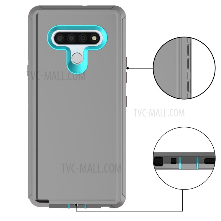 Heavy Duty PC + TPU Combo Shockproof Protective Case for LG Stylo 6 - Grey / Sky Blue-4