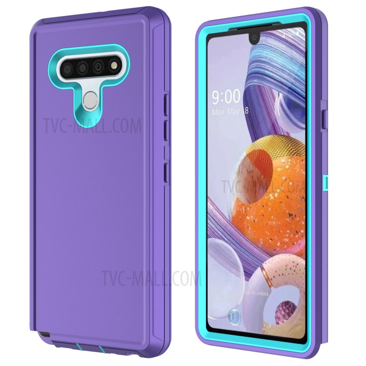 Heavy Duty PC + TPU Combo Shockproof Protective Case for LG Stylo 6 - Light Purple / Sky Blue-1