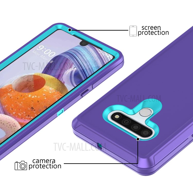 Heavy Duty PC + TPU Combo Shockproof Protective Case for LG Stylo 6 - Light Purple / Sky Blue-2