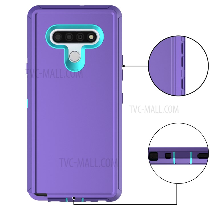 Heavy Duty PC + TPU Combo Shockproof Protective Case for LG Stylo 6 - Light Purple / Sky Blue-4