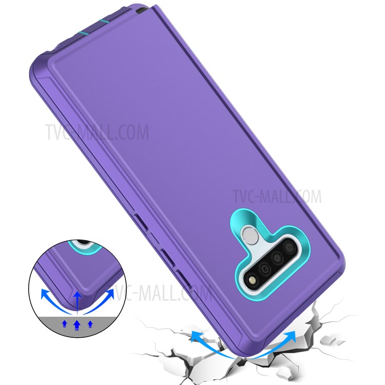 Heavy Duty PC + TPU Combo Shockproof Protective Case for LG Stylo 6 - Light Purple / Sky Blue-5
