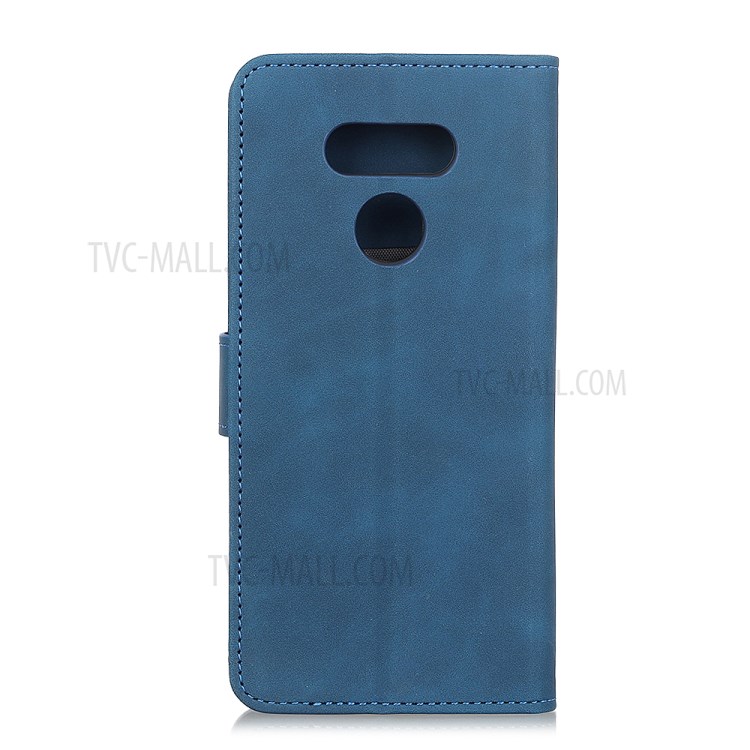 KHAZNEH Vintage Style Leather Wallet Stand Case for LG Harmony 4 - Blue-2