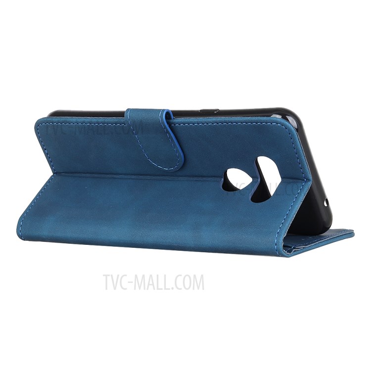 KHAZNEH Vintage Style Leather Wallet Stand Case for LG Harmony 4 - Blue-3