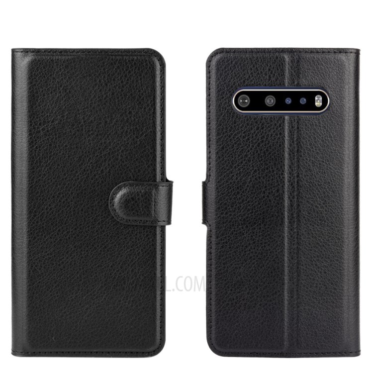 Litchi Texture Wallet Stand Leather Shell Cover for LG V60 ThinQ 5G - Black-6