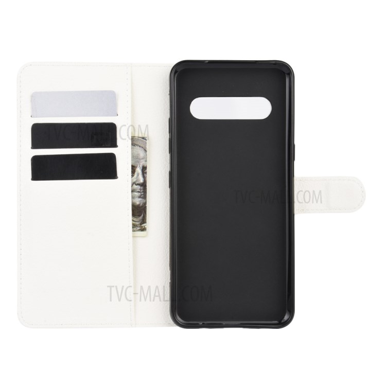 Litchi Texture Wallet Stand Leather Shell Cover for LG V60 ThinQ 5G - White-3