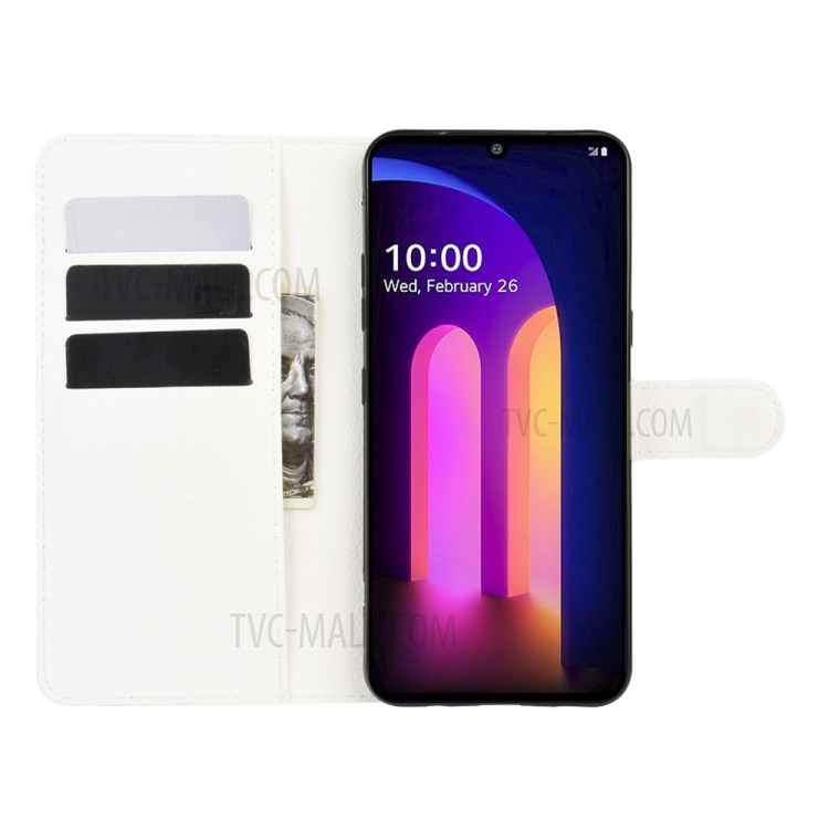 Litchi Texture Wallet Stand Leather Shell Cover for LG V60 ThinQ 5G - White-4