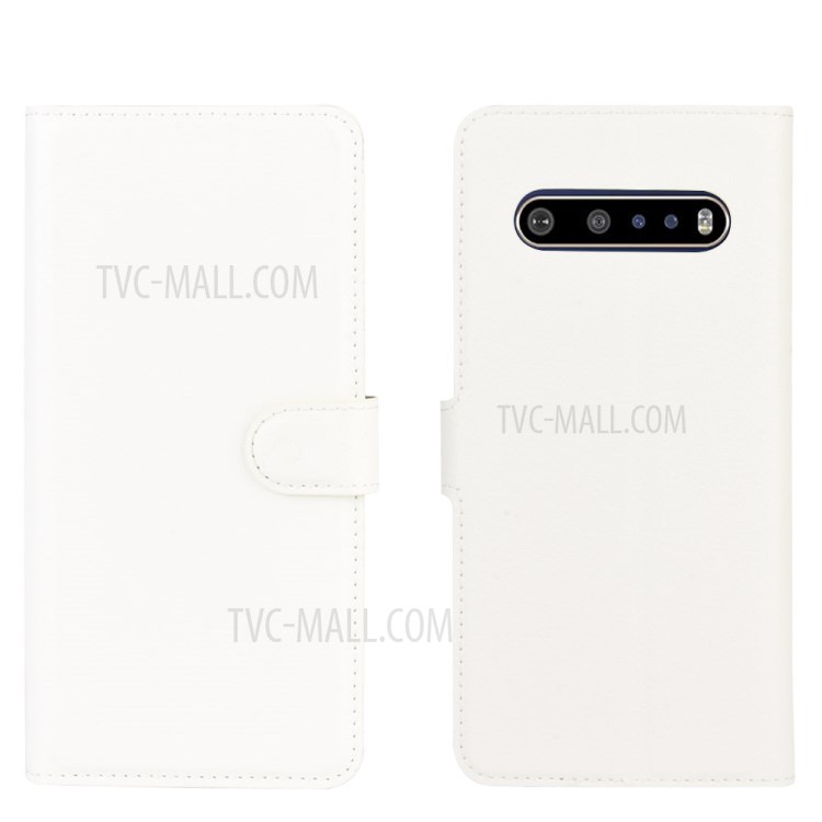 Litchi Texture Wallet Stand Leather Shell Cover for LG V60 ThinQ 5G - White-6