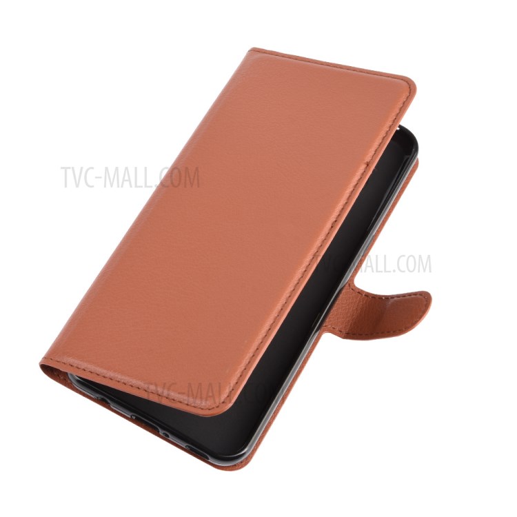 Litchi Texture Wallet Stand Leather Shell Cover for LG V60 ThinQ 5G - Brown-2
