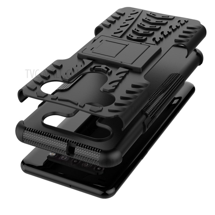 Anti-slip PC + TPU Combo Case with Kickstand for LG K41S/K51S - Black-9