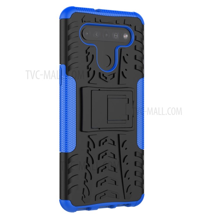 Anti-slip PC + TPU Combo Case with Kickstand for LG K41S/K51S - Blue-5