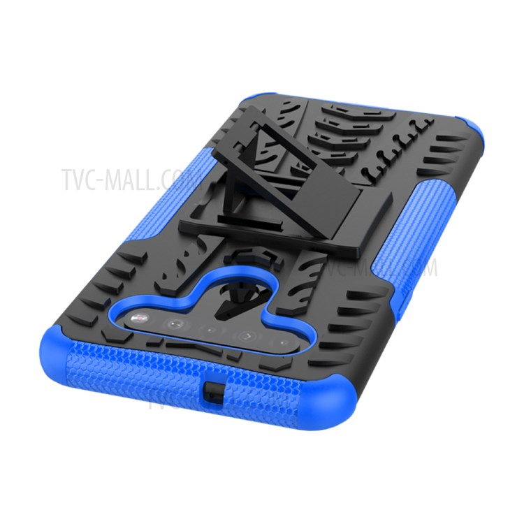 Anti-slip PC + TPU Combo Case with Kickstand for LG K41S/K51S - Blue-6
