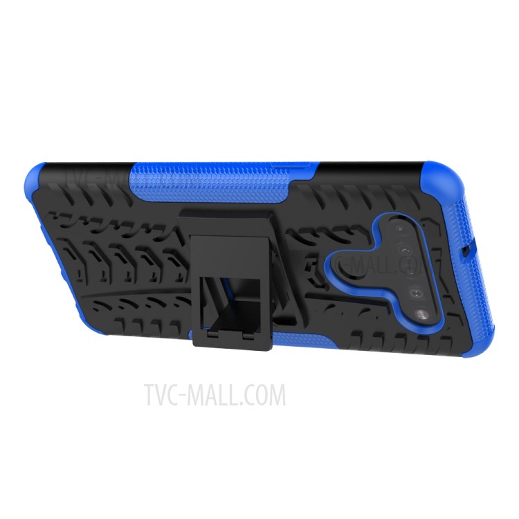 Anti-slip PC + TPU Combo Case with Kickstand for LG K41S/K51S - Blue-7